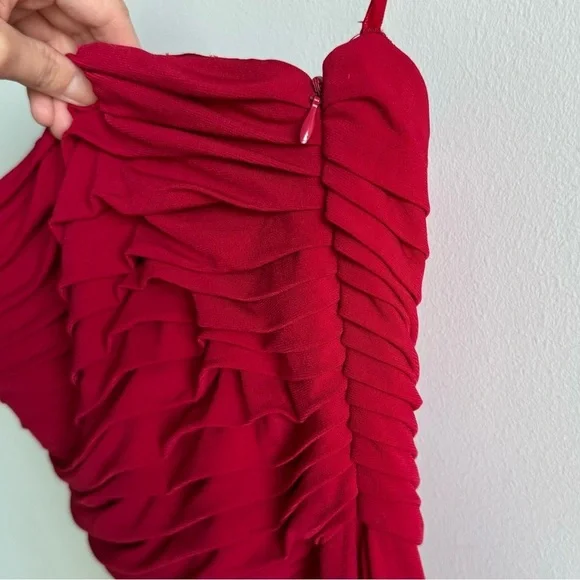 Calvin Klein Vintage Red Drape Strapless Evening Dress Size 12 - Picture 9 of 10